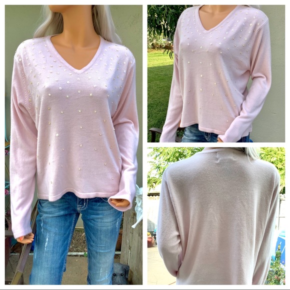 🎉HP🎊 NWOT 16/18 Kathy Lee Blush Sequined Sweater - Picture 4 of 8